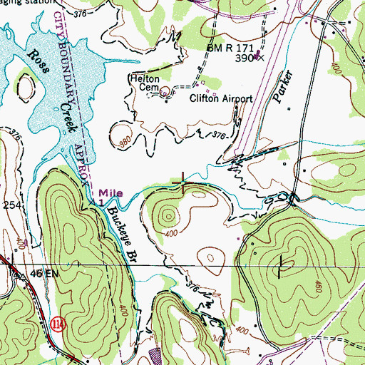Topographic Map of Parker Branch, TN