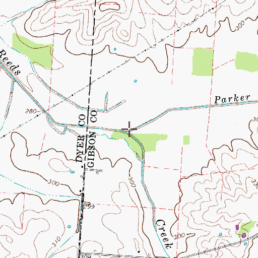 Topographic Map of Parker Branch, TN