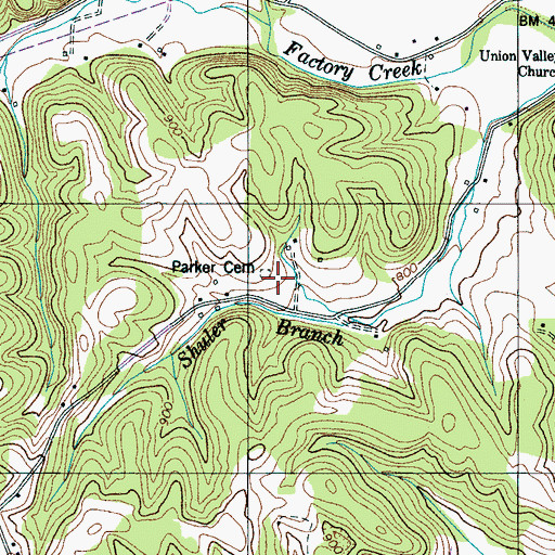 Topographic Map of Parker Cemetery, TN