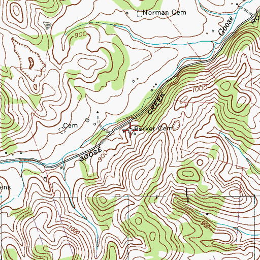 Topographic Map of Parker Cemetery, TN