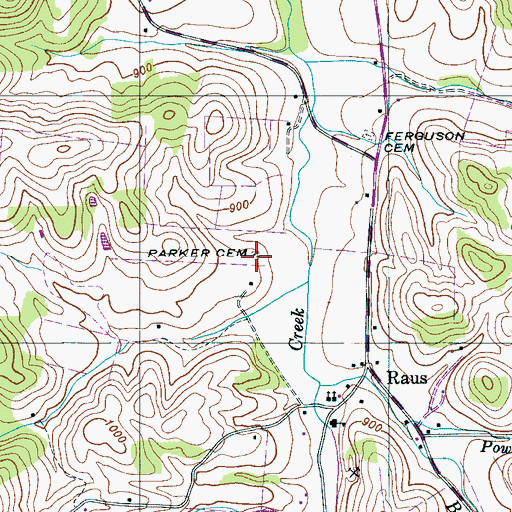 Topographic Map of Parker Cemetery, TN