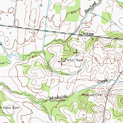 Topographic Map of Parker Cemetery, TN
