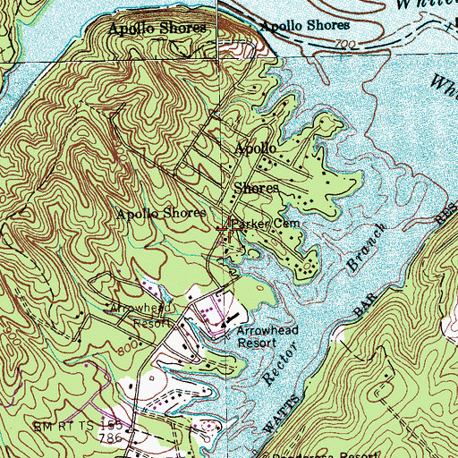 Topographic Map of Parker Cemetery, TN