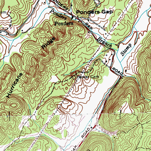 Topographic Map of Parker Cemetery, TN
