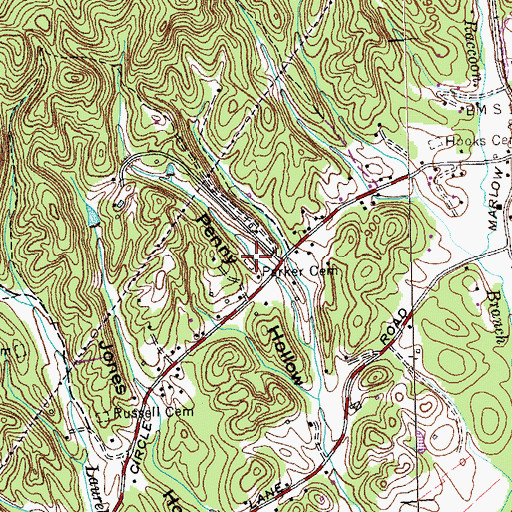 Topographic Map of Parker Cemetery, TN