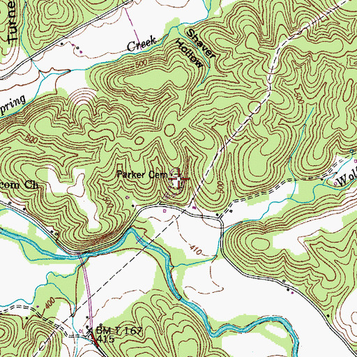 Topographic Map of Parker Cemetery, TN