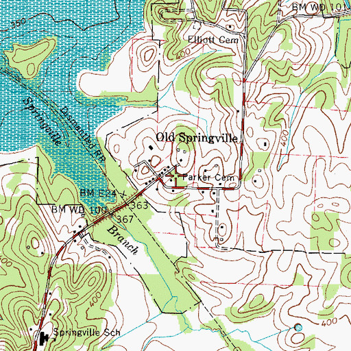 Topographic Map of Parker Cemetery, TN