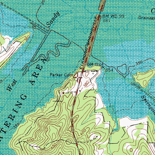 Topographic Map of Parker Cemetery, TN