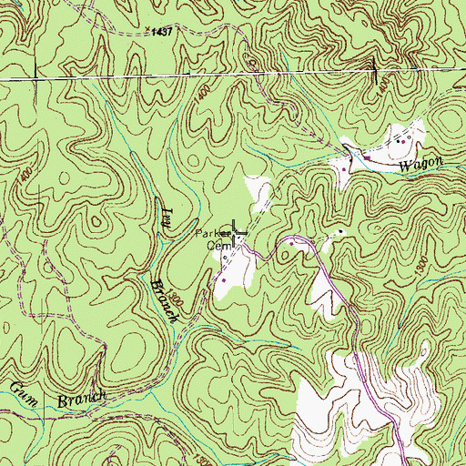 Topographic Map of Parker Cemetery, TN