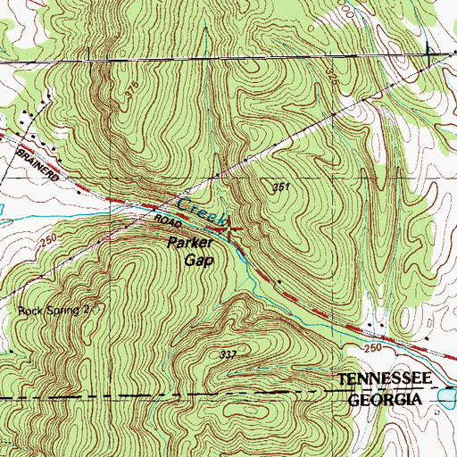 Topographic Map of Parker Gap, TN