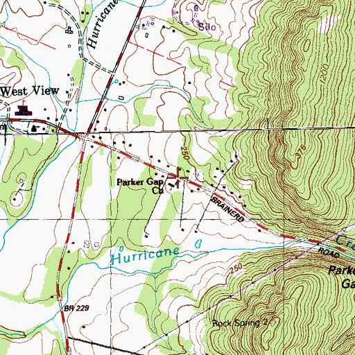 Topographic Map of Parker Gap Church, TN
