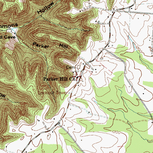 Topographic Map of Parker Hill Church, TN