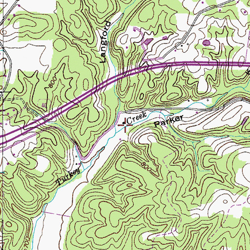 Topographic Map of Parker Hollow, TN