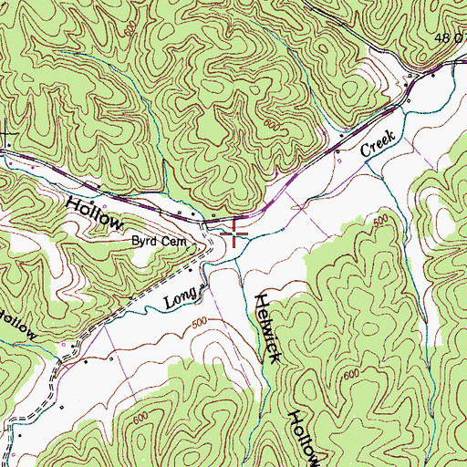 Topographic Map of Parker Hollow, TN
