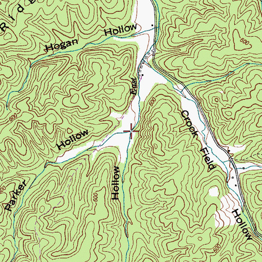Topographic Map of Parker Hollow, TN
