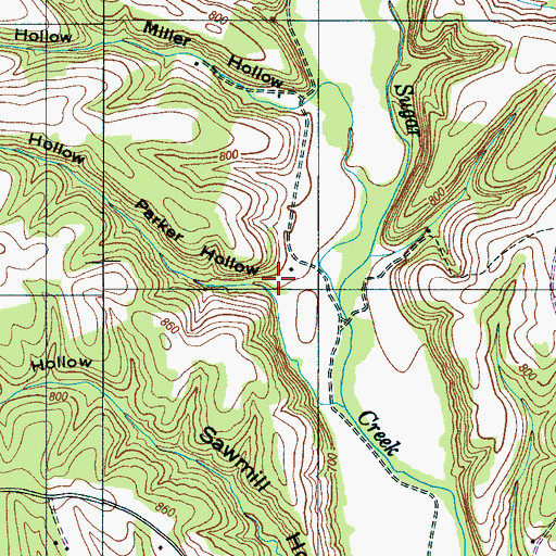 Topographic Map of Parker Hollow, TN