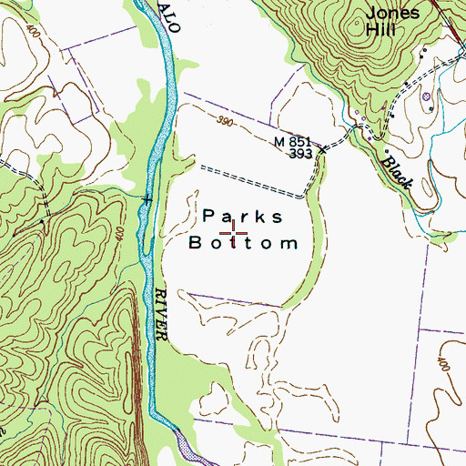 Topographic Map of Parks Bottom, TN
