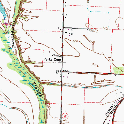 Topographic Map of Parks Cemetery, TN