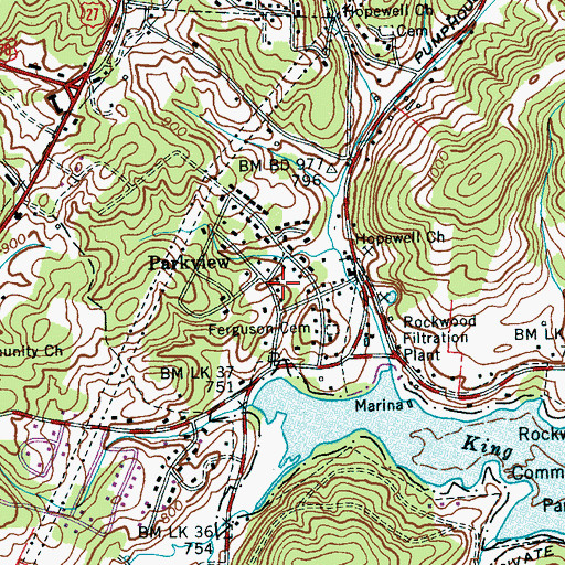 Topographic Map of Parkview, TN