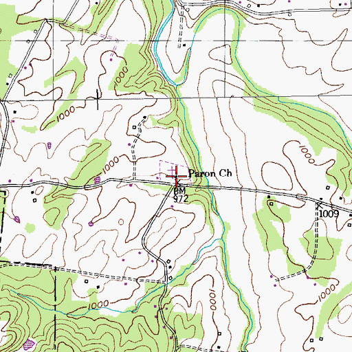 Topographic Map of Paron Church, TN