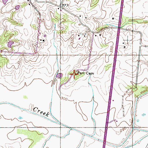 Topographic Map of Parr Cemetery, TN