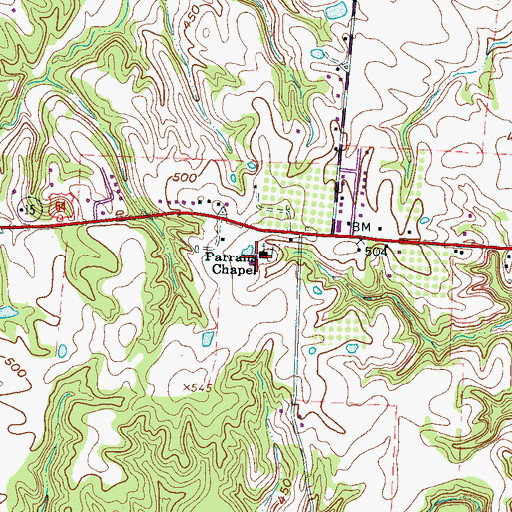 Topographic Map of Parrans Chapel, TN