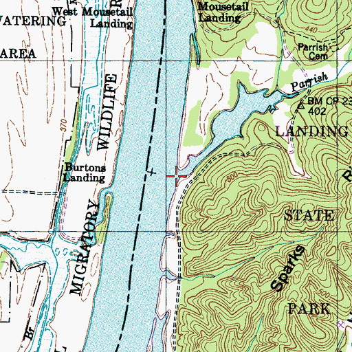 Topographic Map of Parrish Branch, TN