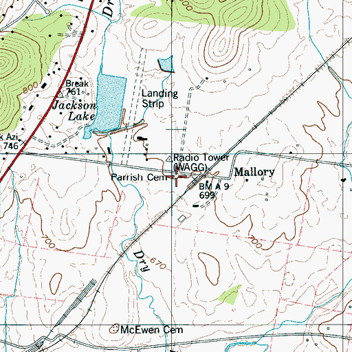 Topographic Map of Parrish Cemetery, TN