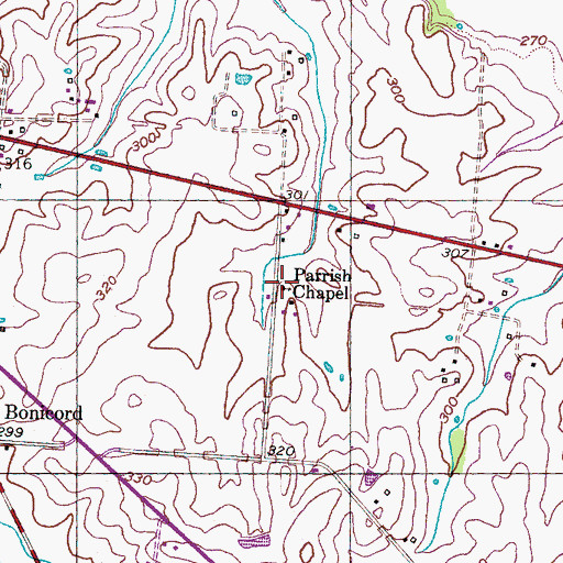 Topographic Map of Parrish Chapel, TN