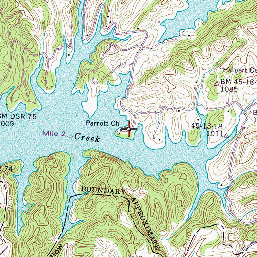 Topographic Map of Parrot Church, TN