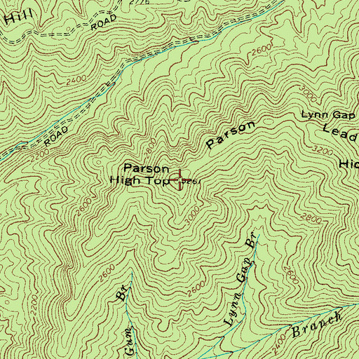 Topographic Map of Parson High Top, TN