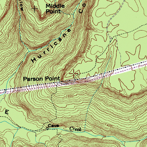 Topographic Map of Parson Point, TN
