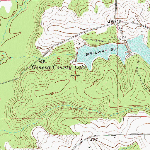 Topographic Map of Geneva County Number 2 Dam, AL