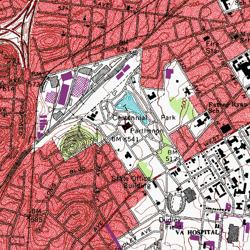 Topographic Map of Parthenon, TN