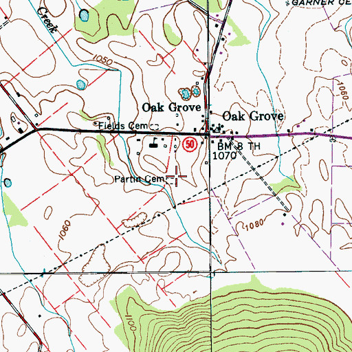Topographic Map of Partin Cemetery, TN