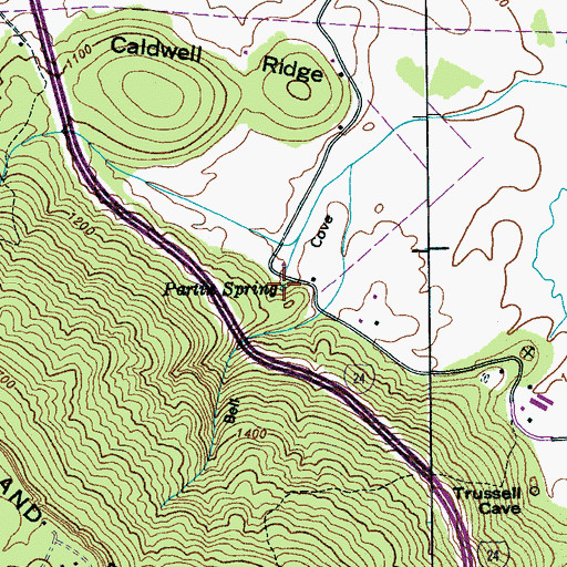 Topographic Map of Partin Spring, TN