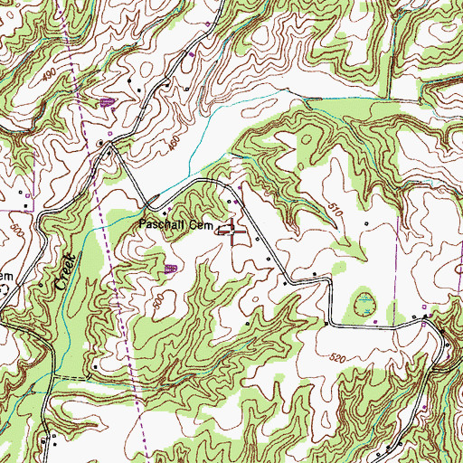 Topographic Map of Paschall Cemetery, TN