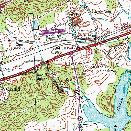 Topographic Map of Pass Cemetery, TN