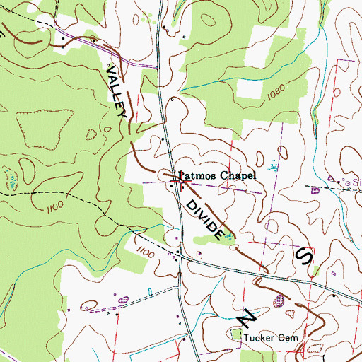 Topographic Map of Patmos Chapel, TN