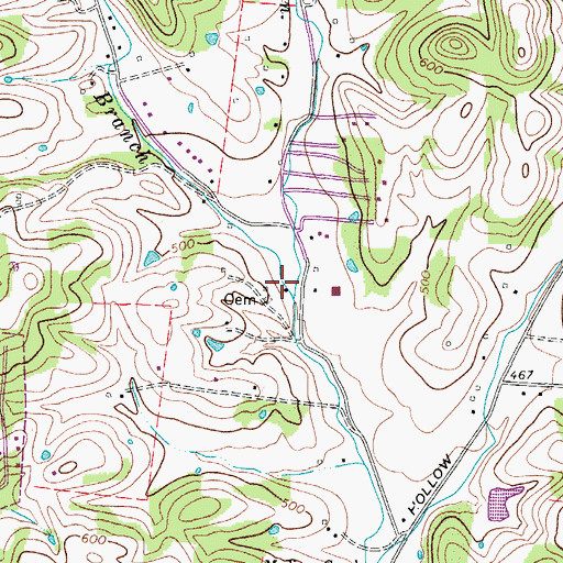 Topographic Map of Pattens Branch, TN