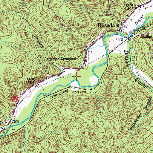 Topographic Map of Patterson Branch, TN
