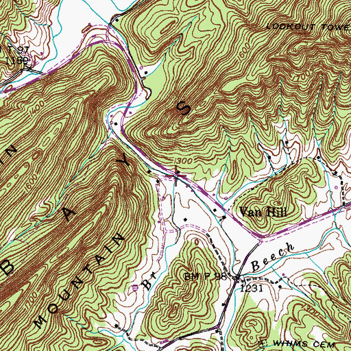 Topographic Map of Patterson Branch, TN