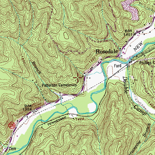 Topographic Map of Patterson Cemeteries, TN