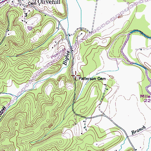 Topographic Map of Patterson Cemetery, TN