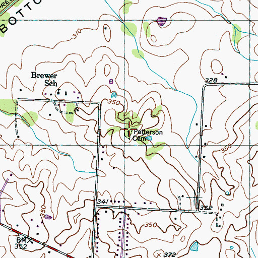 Topographic Map of Patterson Cemetery, TN