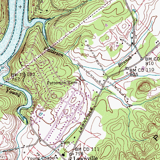 Topographic Map of Patterson Cemetery, TN