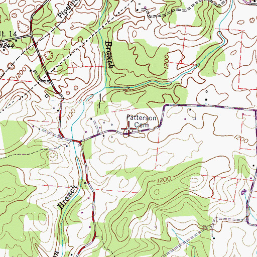 Topographic Map of Patterson Cemetery, TN