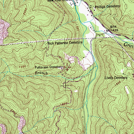 Topographic Map of Patterson Cemetery, TN