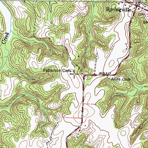 Topographic Map of Patterson Cemetery, TN