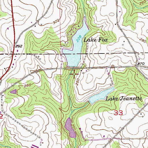 Topographic Map of Lake Fox Dam, AL